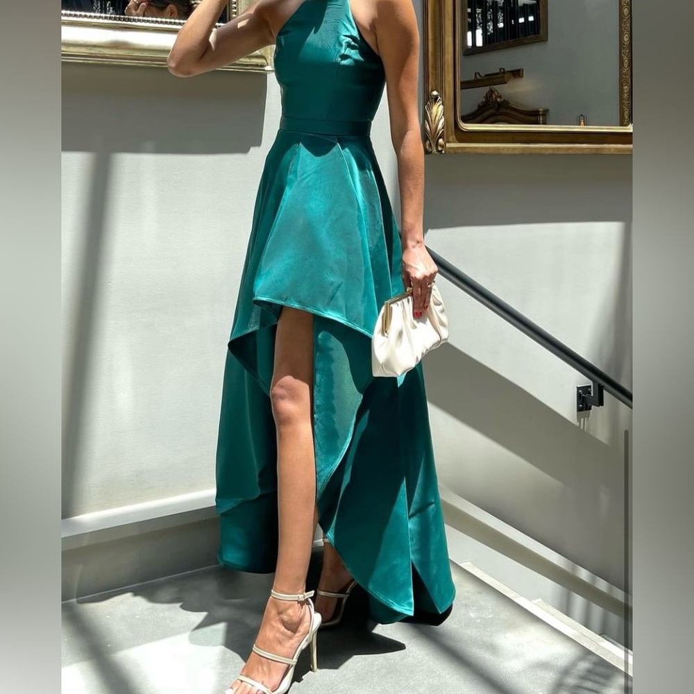 Lulus Broadway Show Emerald Green High Low Formal Maxi Dress BNWT - Picture 7 of 10